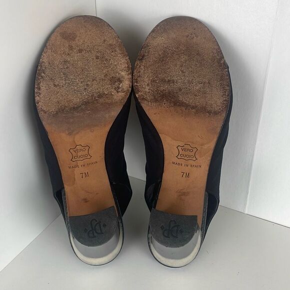 Donald J. Pliner Slingback Fabric and Leather Heeled Sandals 7 Black - Picture 7 of 15